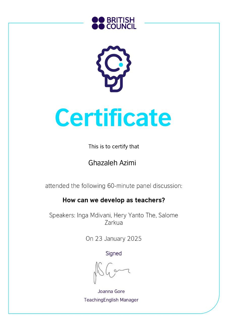 British Council Certificate